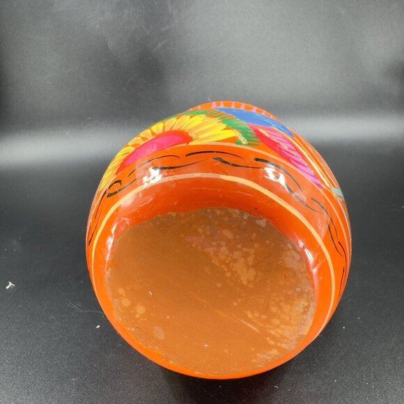 Mexico Tonala Pottery RedWare Coffee Mug Cup Jarrito Hand Painted Birds Vintage - Picture 7 of 13